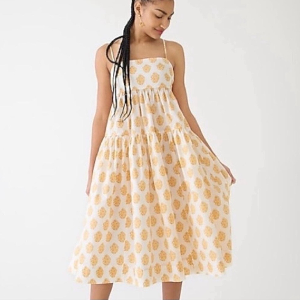 J. Crew Tie-Back Tiered Dress in Gathered Floral Block Print - Size 2